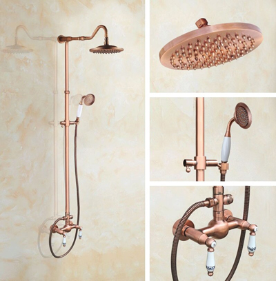 Bostonian Brass Rainfall Nozzle Shower System With Hand Shower